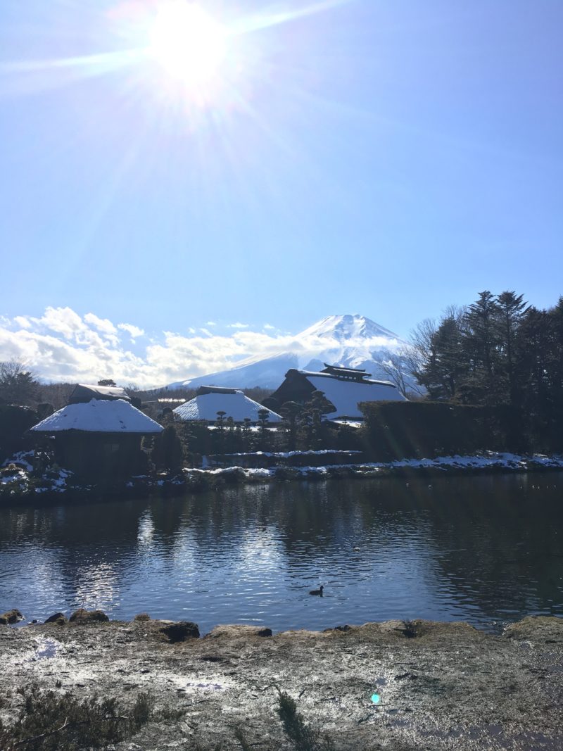 山梨の忍野八海から見る富士山